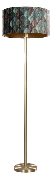 Lampa podłogowa z mosiądzu z aksamitnym abażurem w kształcie liści i złotym wnętrzem 50/50/25 - Simplo