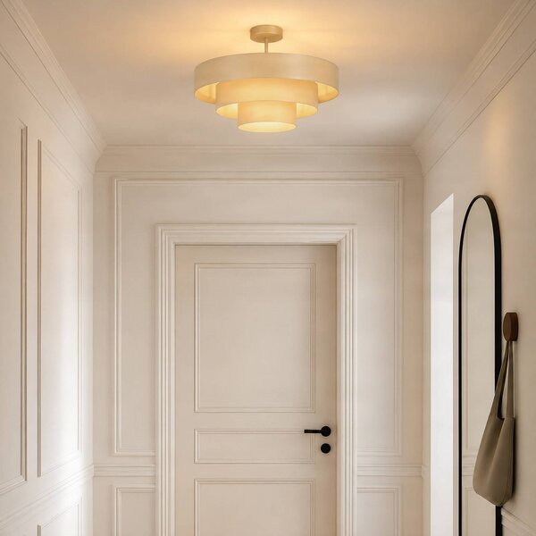Lampa sufitowa Trio Domiluce, możliwość ściemniania, kremowy / amber, przedpokój, metal, nowoczesny