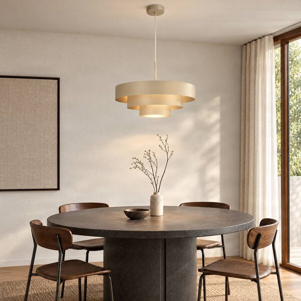 Lampa wisząca Trio Domiluce, możliwość ściemniania, kremowy / amber, salon / jadalnia, metal, nowoczesny