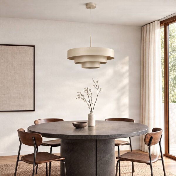 Lampa wisząca Trio Domiluce, możliwość ściemniania, kremowy / amber, salon / jadalnia, metal, nowoczesny