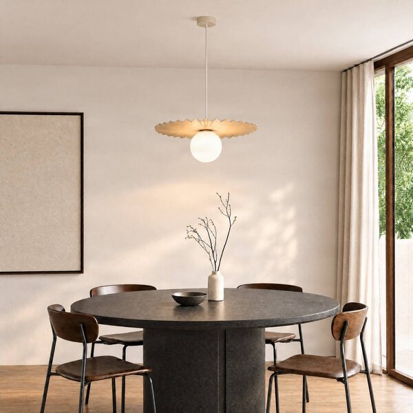 Lampa wisząca Fiore Domiluce, możliwość ściemniania, kremowy / amber, kuchnia, metal, nowoczesny