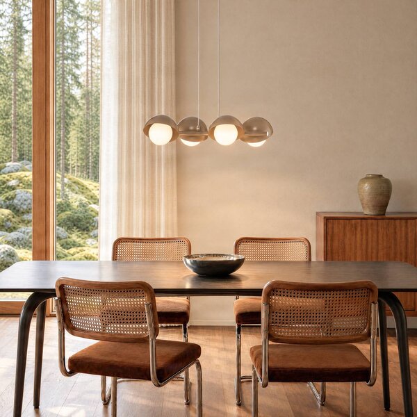 Lampa wisząca szklana Boom 4 EMIBIG LIGHTING, możliwość ściemniania, kremowy / amber, salon / jadalnia, szkło, nowoczesny