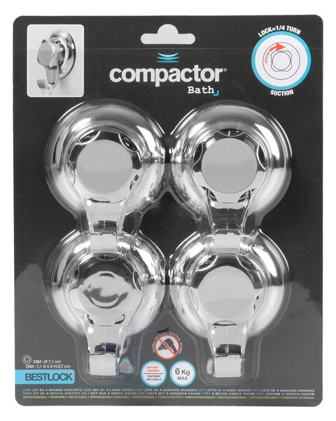 Samoprzylepne metalowe haczyki w kolorze srebra zestaw 4 szt. Bestlock Bath – Compactor