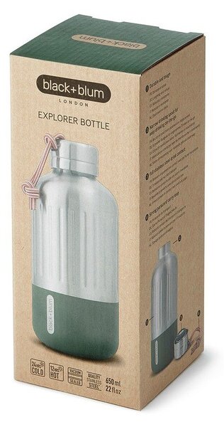 Butelka termiczna ze stali nierdzewnej w kolorze srebra 650 ml Explorer – Black + Blum