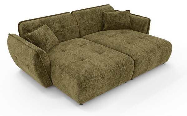 Zielona sofa z tkaniny szenilowej z szezlongiem 252 cm Nelia Big – Ropez
