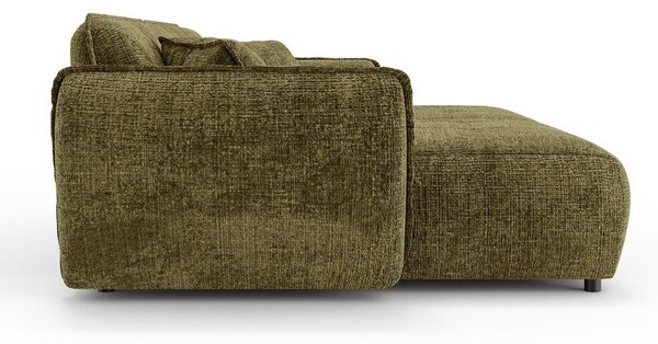 Zielona sofa z tkaniny szenilowej z szezlongiem 252 cm Nelia Big – Ropez