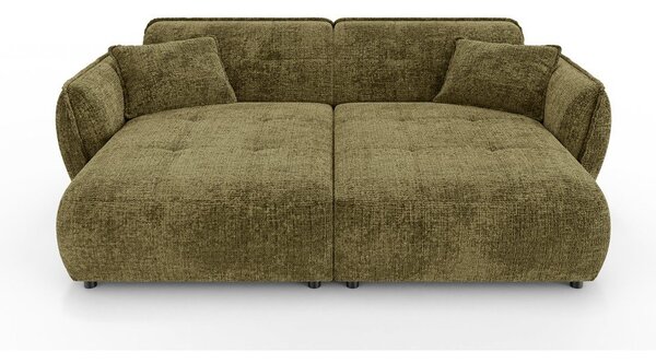 Zielona sofa z tkaniny szenilowej z szezlongiem 252 cm Nelia Big – Ropez