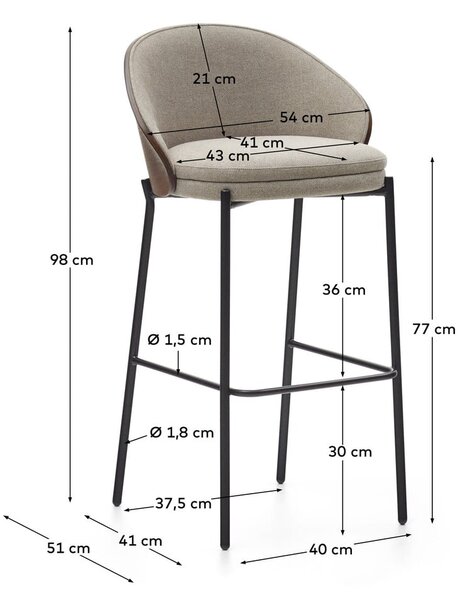 Brązowo-beżowy hoker (wysokość siedziska 77 cm) Eamy – Kave Home
