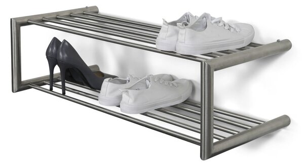 Metalowa wisząca szafka na buty w kolorze srebra 80x23x33,5 cm Soenz – Spinder Design