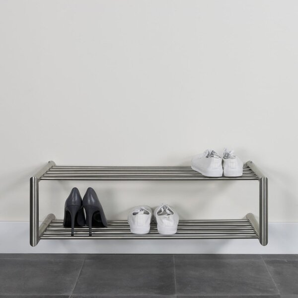 Metalowa wisząca szafka na buty w kolorze srebra 80x23x33,5 cm Soenz – Spinder Design