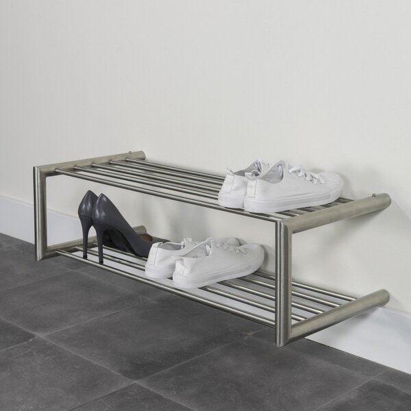 Metalowa wisząca szafka na buty w kolorze srebra 80x23x33,5 cm Soenz – Spinder Design