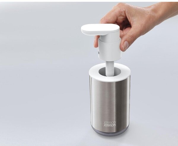 Dozownik do mydła ze stali nierdzewnej w kolorze srebra 300 ml Duo Steel – Joseph Joseph