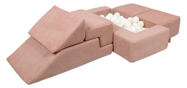 Różowy sztruksowy piankowy plac zabaw 6 szt. wysokość 40 cm 100x35 cm Montessori – Meowbaby