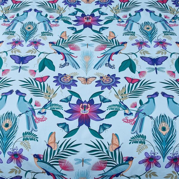 Niebieska pościel jednoosobowa 135x200 cm Mya Tropical Floral – Catherine Lansfield