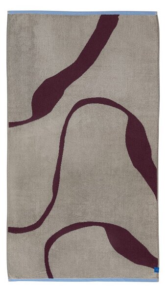 Bordowo-szarobeżowy ręcznik kąpielowy z bawełny organicznej frotte 70x133 cm Nova Arte – Mette Ditmer Denmark