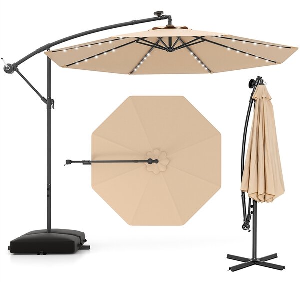 Parasol ogrodowy z wysięgnikiem i oświetleniem LED