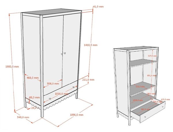 Beżowa szafa dziecięca 110x190x55 cm Swingo – Vipack
