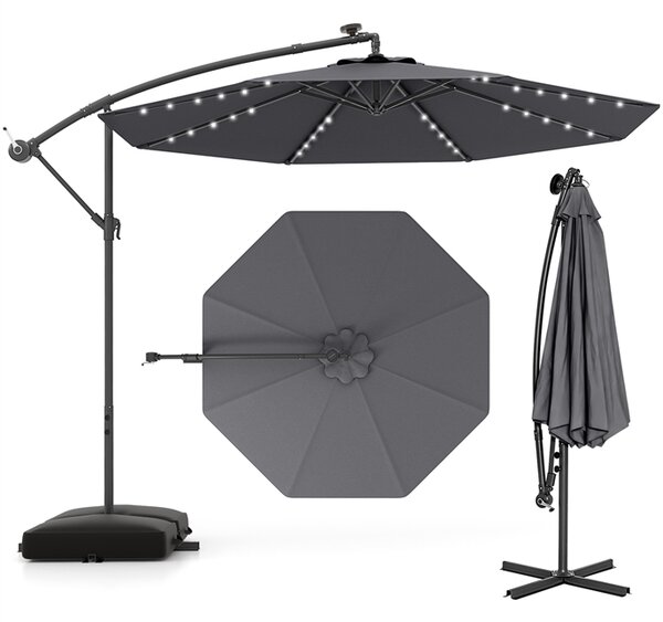 Parasol ogrodowy z wysięgnikiem i oświetleniem LED