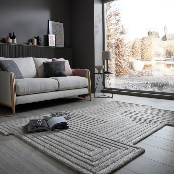 Szary wełniany dywan tkany ręcznie 160x230 cm Zen Rectangles – Flair Rugs