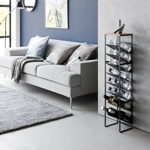 Czarny metalowy regał na wino liczba butelek 16 20x88,5x19 cm Tower – YAMAZAKI