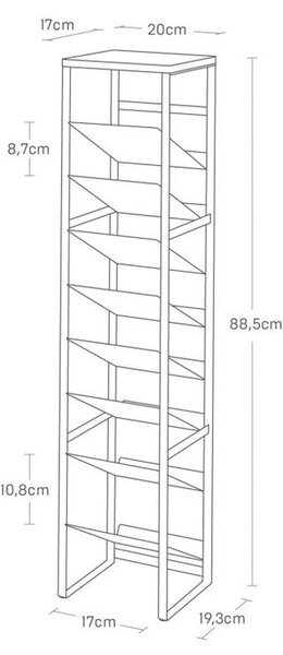 Czarny metalowy regał na wino liczba butelek 16 20x88,5x19 cm Tower – YAMAZAKI