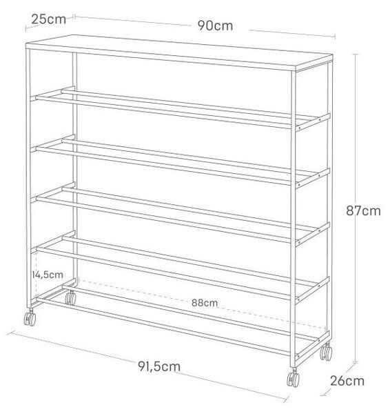 Biały metalowy regał na buty 90,5x87x26 cm Tower – YAMAZAKI