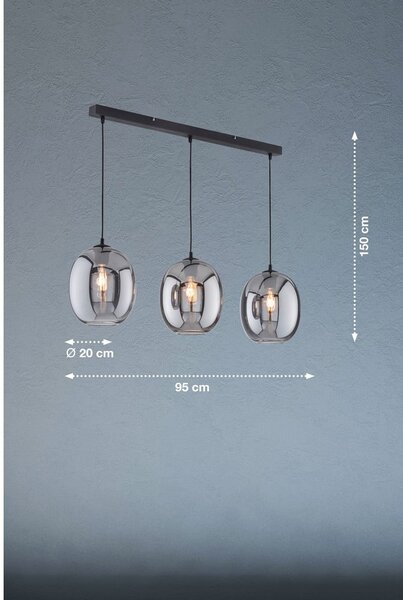 Czarna lampa wisząca ze szklanym kloszem Nayla – Fischer & Honsel