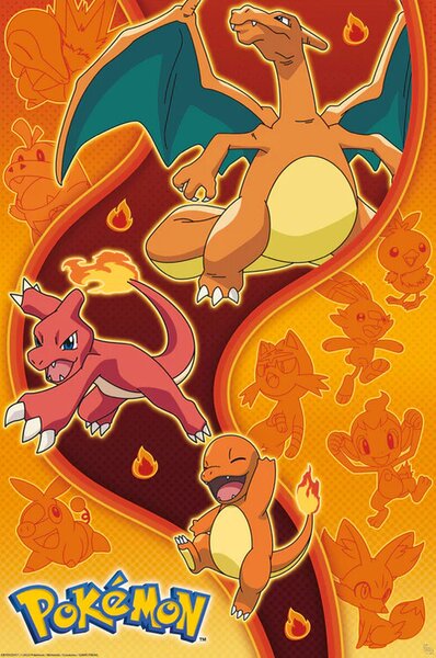 Plakat, Obraz Pokemon - Fire Type, (61 x 91.5 cm)