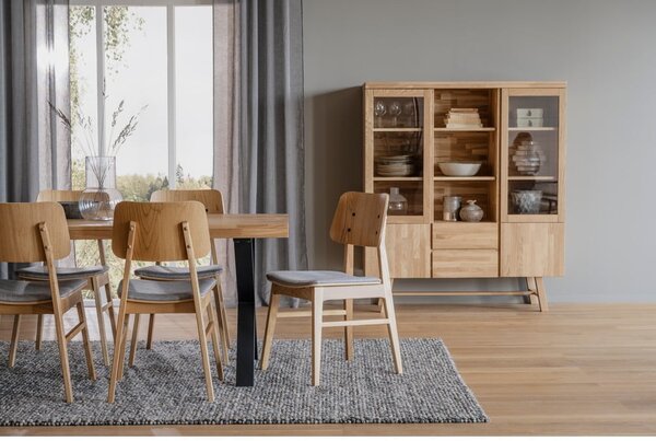 Naturalna witryna z litego drewna dębowego 130x150 cm Brooklyn – Rowico
