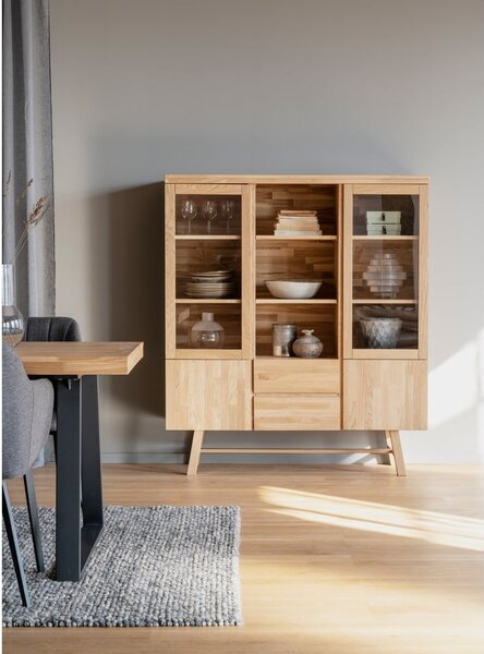 Naturalna witryna z litego drewna dębowego 130x150 cm Brooklyn – Rowico