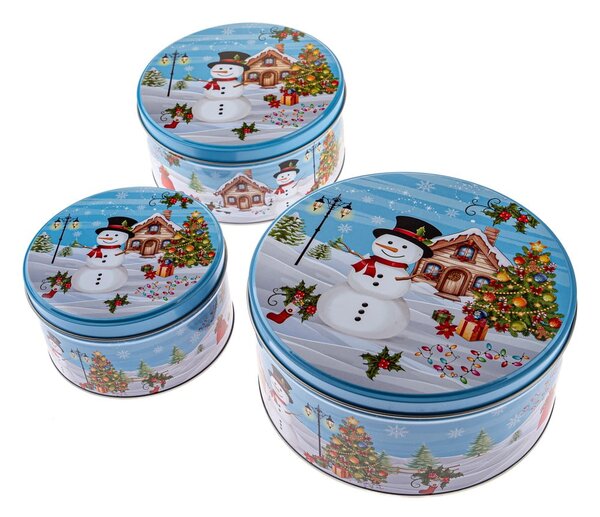 Metalowe pojemniki na pierniki 3 szt. Snowman – Dakls