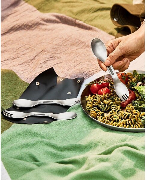 Widelce ze stali nierdzewnej w kolorze srebra zestaw 4 szt. Spork – Black + Blum