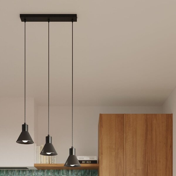 Czarna lampa wisząca z metalowym kloszem 14x14 cm Martina – Sollux