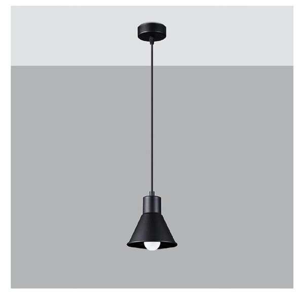 Czarna lampa wisząca z metalowym kloszem 14x14 cm Martina – Sollux