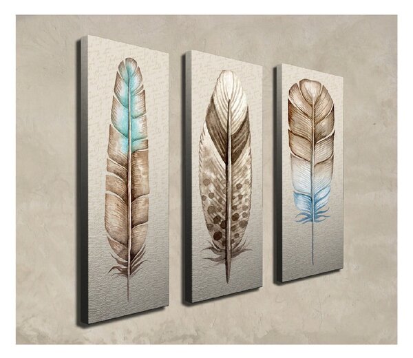 3-częściowy obraz na płótnie Feathers