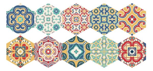 Zestaw 10 naklejek na podłogę Ambiance Floor Stickers Hexagons Lorena, 40x90 cm