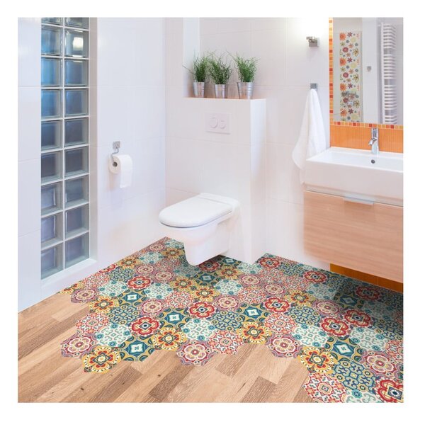 Zestaw 10 naklejek na podłogę Ambiance Floor Stickers Hexagons Lorena, 40x90 cm