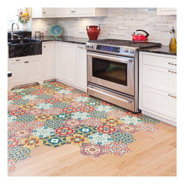 Zestaw 10 naklejek na podłogę Ambiance Floor Stickers Hexagons Lorena, 40x90 cm
