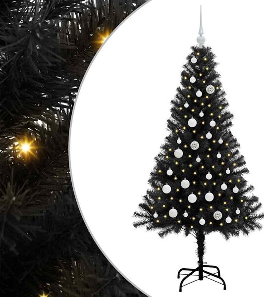 Choinka z 150 diodami LED z podstawą Czarny 150 cm PVC