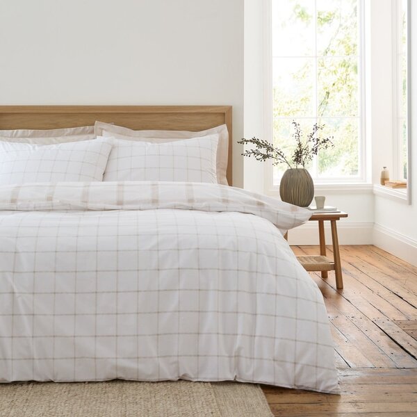 Beżowa bawełniana pościel dwuosobowa 200x200 cm Oxton Check – Bianca