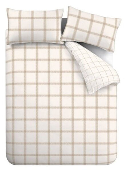 Beżowa bawełniana pościel dwuosobowa 200x200 cm Oxton Check – Bianca