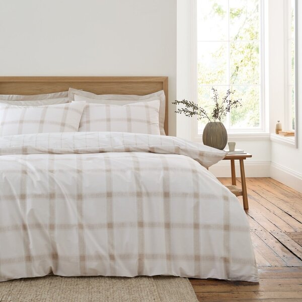 Beżowa bawełniana pościel dwuosobowa 200x200 cm Oxton Check – Bianca