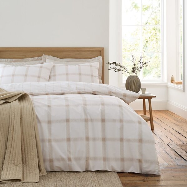 Beżowa bawełniana pościel dwuosobowa 200x200 cm Oxton Check – Bianca
