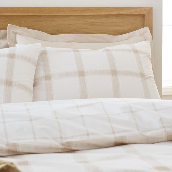 Beżowa bawełniana pościel dwuosobowa 200x200 cm Oxton Check – Bianca