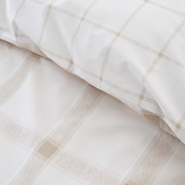 Beżowa bawełniana pościel dwuosobowa 200x200 cm Oxton Check – Bianca