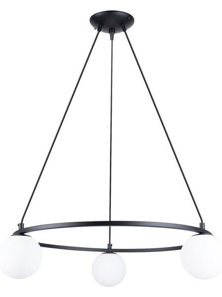 Biało-czarna lampa wisząca ze szklanym kloszem Umerta – Sollux