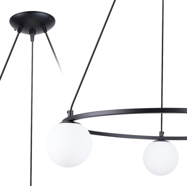Biało-czarna lampa wisząca ze szklanym kloszem Umerta – Sollux