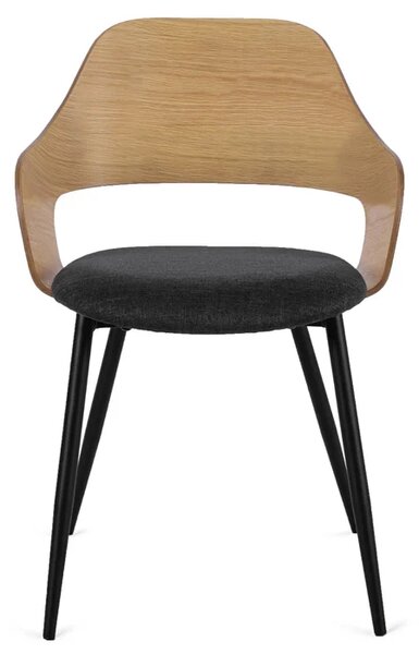 Zestaw Stół Rozkładany Ceramiczny LIZBONA 160-200 cm Dąb i 4 Krzesła ORBI Czarne/Dąb