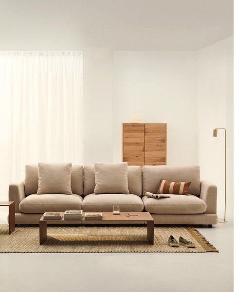Beżowa sofa z tkaniny szenilowej 300 cm Gala – Kave Home