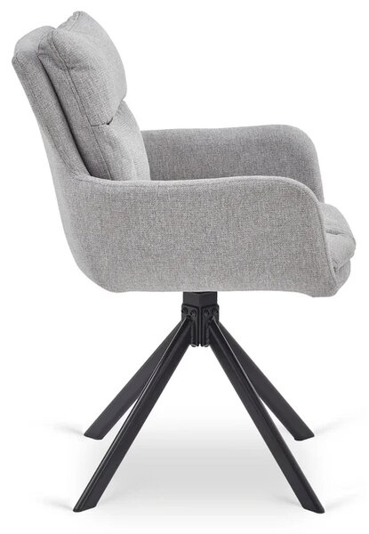 Zestaw Stół Prostokątny Rozkładany HAMPTON 160-240 cm Dąb/Czarny i 4 Krzesła PAUL Szare